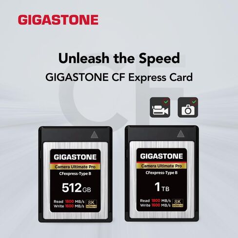 GIGASTONE 1TB Camera Ultimate Pro CFexpress Card Type B Memory Card, XQD Type, High Speed up to 1800MB/s Read, 1600MB/s Write, Raw 8K Video Recording for DSLR Canon Nikon Sony Panasonic Camera in Saudi Arabia