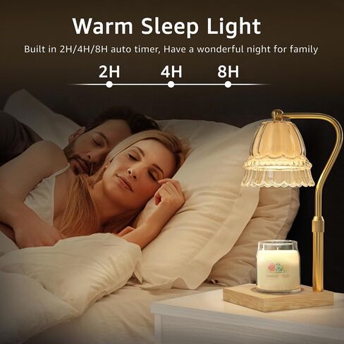 CANLAM 2 تسخين و1 مصباح LED - مصباح تدفئة الشموع مع مؤقت هدايا للأم، مصابيح كهربائية لتدفئة الشموع قابلة للتعديل بارتفاع خافت لشموع الجرة 3 مصابيح (CL01) in Saudi Arabia