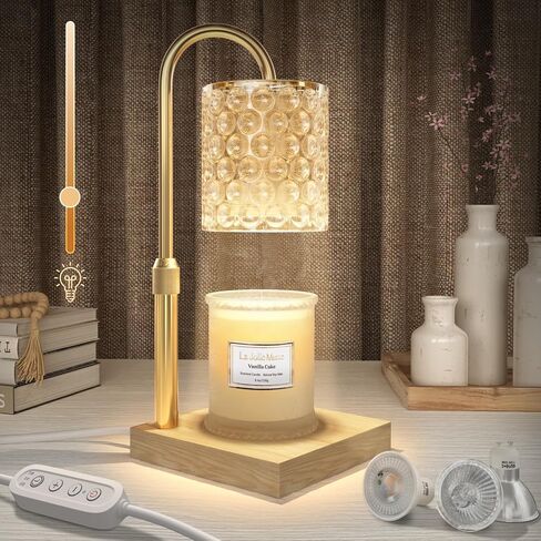 CANLAM 2 Heating & 1 LED Bulbs - Candle Warmer Lamp with Timer Gifts for Mom Adjustable Height Dimmable Electric Candle Warming Lamps for Jar Candles 3 Bulbs (CL01) in Saudi Arabia