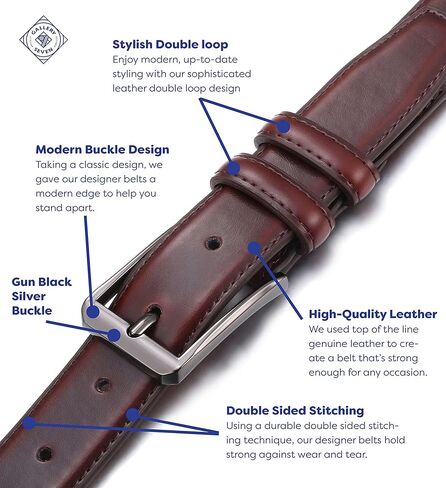 أحزمة GALLERY SEVEN للرجال - حزام فستان كاجوال من الجلد الطبيعي in Kuwait