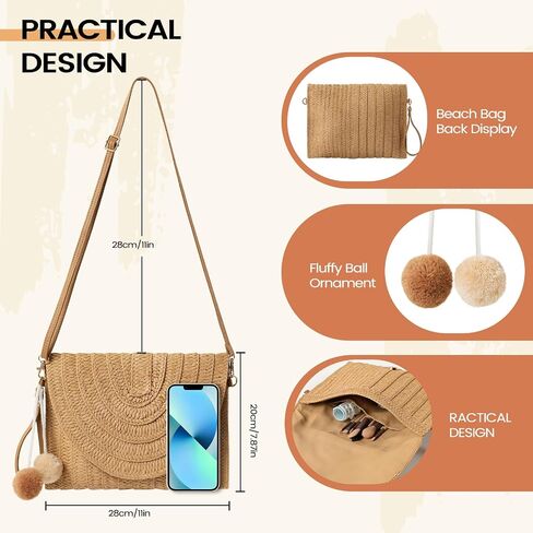 LEVOTIYER Straw Bag Woven Purse Straw Crossbody Bags for Women Straw Handmade Bag for Women for Casual Beach in Saudi Arabia