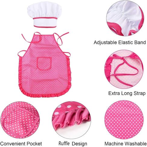 niolio Kids Cooking and Baking Chef Set - 24 Pcs Includes Apron, Chef Hat, Oven Mitt, Pot Holders, Rolling Pin, Spoon, Cookie Cutters & Baking Utensil for Little Girls Age 3+ Years Old Kids Toys in Saudi Arabia