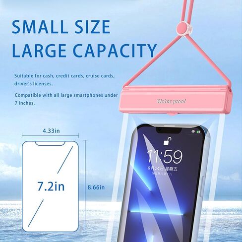 Mokoze Universal Waterproof Phone Pouch, Waterproof Bag for Beach - 2 Pack with Lanyard IPX8 TPU Waterproof Fabric for Phones Up to 7", Swimming and Beach Must Haves for Vacation (Black) in Kuwait