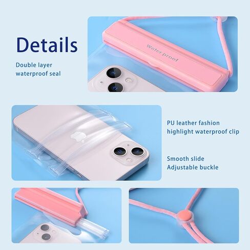 Mokoze Universal Waterproof Phone Pouch, Waterproof Bag for Beach - 2 Pack with Lanyard IPX8 TPU Waterproof Fabric for Phones Up to 7", Swimming and Beach Must Haves for Vacation (Black) in Kuwait