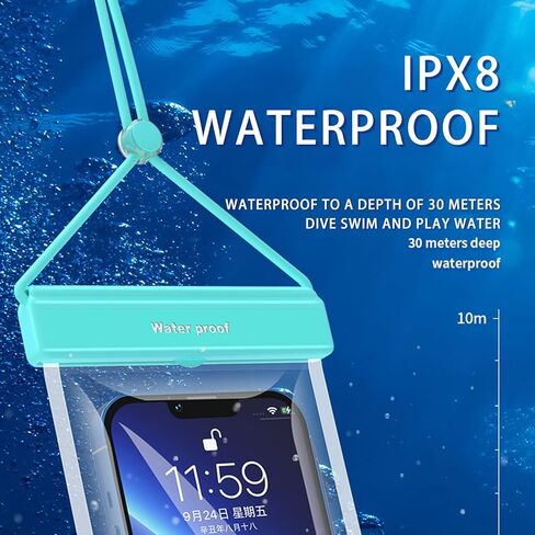 Mokoze Universal Waterproof Phone Pouch, Waterproof Bag for Beach - 2 Pack with Lanyard IPX8 TPU Waterproof Fabric for Phones Up to 7", Swimming and Beach Must Haves for Vacation (Black) in Kuwait