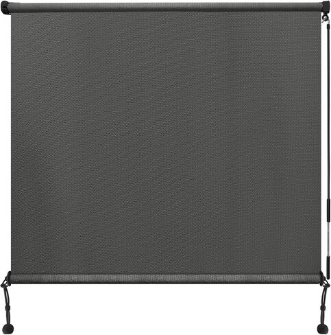 Amagenix Outdoor Roller Shades 5'(W) x 8'(H), Exterior Cordless Patio Shades Roll up Outdoor Blinds for Porch Gazebo, Gray in Saudi Arabia