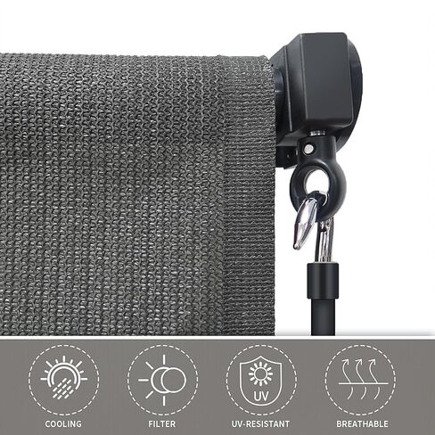 Amagenix Outdoor Roller Shades 5'(W) x 8'(H), Exterior Cordless Patio Shades Roll up Outdoor Blinds for Porch Gazebo, Gray in Saudi Arabia