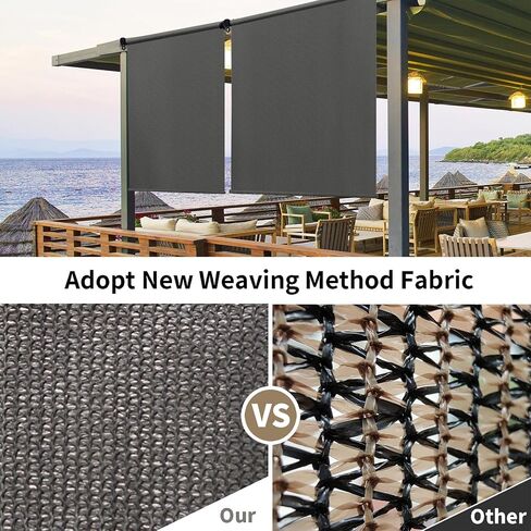 Amagenix Outdoor Roller Shades 5'(W) x 8'(H), Exterior Cordless Patio Shades Roll up Outdoor Blinds for Porch Gazebo, Gray in Saudi Arabia