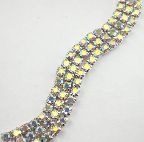 AEAAOA 1 ياردة 3 صفوف 4 مللي متر إغلاق سلسلة وحيد القرن زينة الزفاف ديكور الحفلات الحرفية زي زين (فضي + حجر الراين AB) in Kuwait