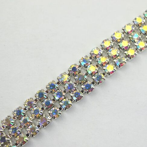 AEAAOA 1 ياردة 3 صفوف 4 مللي متر إغلاق سلسلة وحيد القرن زينة الزفاف ديكور الحفلات الحرفية زي زين (فضي + حجر الراين AB) in Kuwait