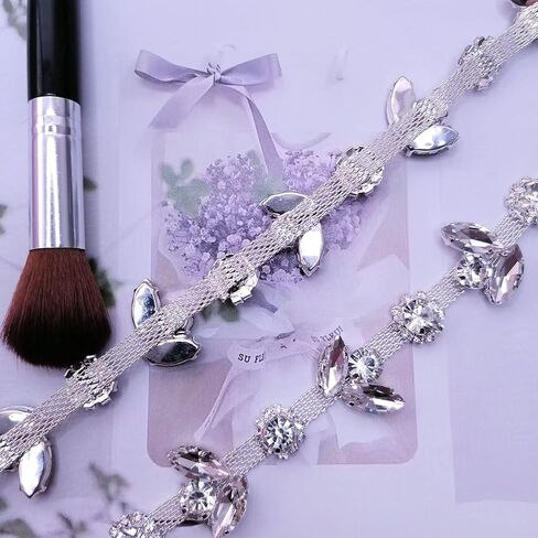 Yhsheen 1 ياردة بلينغ حجر الراين تقليم واضح كريستال حجر الراين سلسلة سباركلي حجر الراين زين للديكور DIY وتزيين أزياء الزفاف in Kuwait