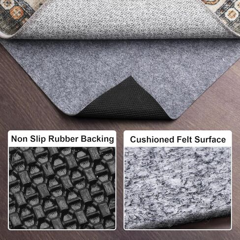 مقبض وسادة السجاد غير القابل للانزلاق: وسادات سجاد مقاس 5 × 7 وسادة سجادة سميكة ووسادة حماية للأرضيات من الخشب الصلب أسفل السجادة وبطانة مضادة للإمساك والحفاظ على سجاد المنطقة آمنًا وفي مكانه باللون الرمادي in Kuwait