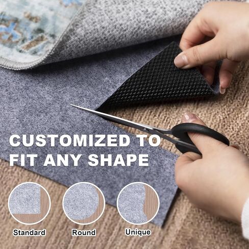 مقبض وسادة السجاد غير القابل للانزلاق: وسادات سجاد مقاس 5 × 7 وسادة سجادة سميكة ووسادة حماية للأرضيات من الخشب الصلب أسفل السجادة وبطانة مضادة للإمساك والحفاظ على سجاد المنطقة آمنًا وفي مكانه باللون الرمادي in Kuwait