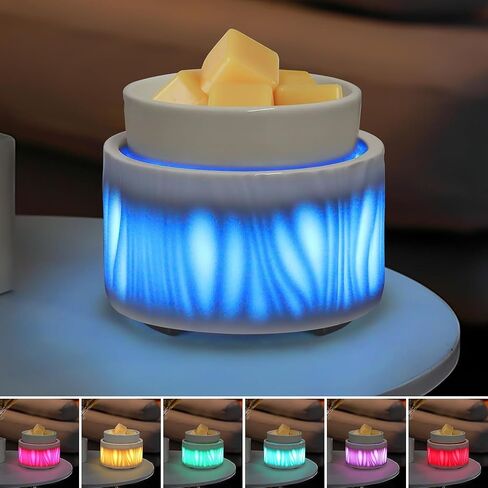 copinpin Candle Wax Melt Warmer with 7 Colors LED Changing Light Yankee Jar Wax Warmer for Scented Wax,Electric Candle Warmer for Fragrance Oil and Wax Cubes for Home and Office Décor Gift for Mom in Saudi Arabia