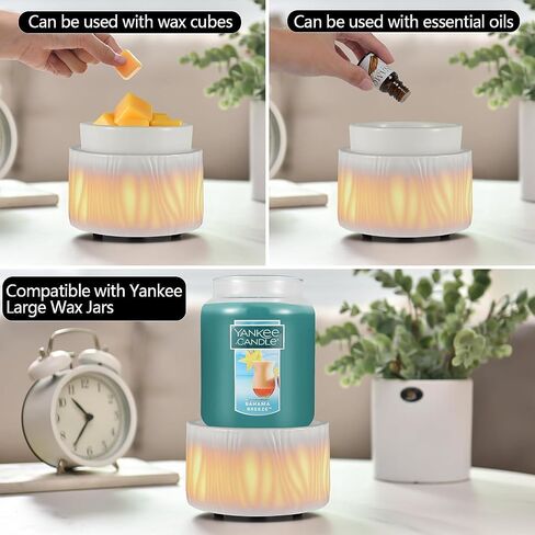 copinpin Candle Wax Melt Warmer with 7 Colors LED Changing Light Yankee Jar Wax Warmer for Scented Wax,Electric Candle Warmer for Fragrance Oil and Wax Cubes for Home and Office Décor Gift for Mom in Saudi Arabia