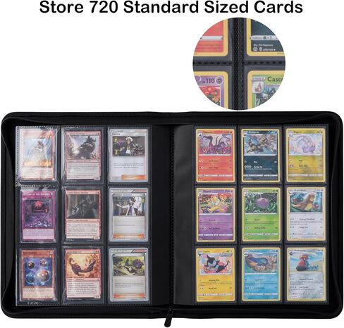 Rayvol Premium 500+ Pockets Card Binder, 9-Pocket Ringless Trading Card Album Folder - Side Loading UltraSonic-9504 Tech Zip Binder for TCG -Black in Saudi Arabia