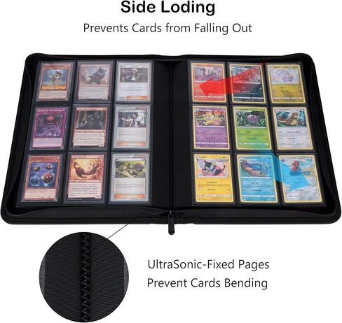 Rayvol Premium 500+ Pockets Card Binder, 9-Pocket Ringless Trading Card Album Folder - Side Loading UltraSonic-9504 Tech Zip Binder for TCG -Black in Saudi Arabia