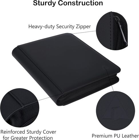 Rayvol Premium 500+ Pockets Card Binder, 9-Pocket Ringless Trading Card Album Folder - Side Loading UltraSonic-9504 Tech Zip Binder for TCG -Black in Saudi Arabia