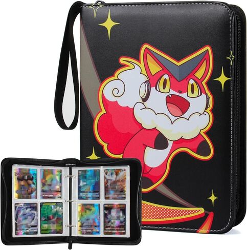 GEAoffice Card Binder 4 Pocket, Trading Card Album Holder Folder, 400 Pockets Card Binder with Zipper for Trading Cards -Gifts for Boys Girls, Black in Kuwait