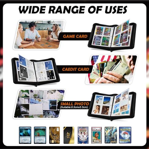 GEAoffice Card Binder 4 Pocket, Trading Card Album Holder Folder, 400 Pockets Card Binder with Zipper for Trading Cards -Gifts for Boys Girls, Black in Kuwait