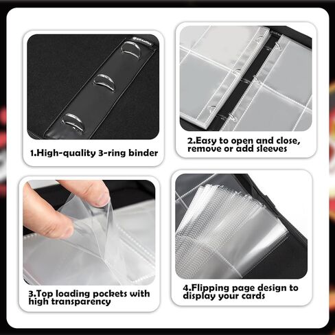 GEAoffice Card Binder 4 Pocket, Trading Card Album Holder Folder, 400 Pockets Card Binder with Zipper for Trading Cards -Gifts for Boys Girls, Black in Kuwait