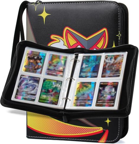 GEAoffice Card Binder 4 Pocket, Trading Card Album Holder Folder, 400 Pockets Card Binder with Zipper for Trading Cards -Gifts for Boys Girls, Black in Kuwait