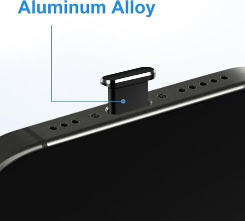 Aolcev 5 Pcs USB C Anti Dust Plugs Only for iPhone 15 Series, Aluminum Alloy Phone Dust Protectors, Type-C Dust Covers Only Designed for iPhone 15, 15 Plus, 15 Pro, 15 Pro Max, Dust Plugs, Black in Kuwait