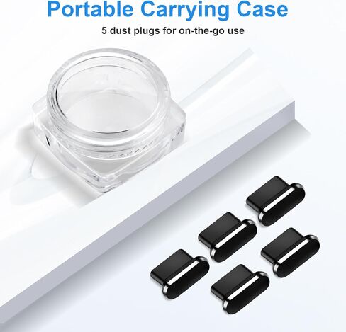 Aolcev 5 Pcs USB C Anti Dust Plugs Only for iPhone 15 Series, Aluminum Alloy Phone Dust Protectors, Type-C Dust Covers Only Designed for iPhone 15, 15 Plus, 15 Pro, 15 Pro Max, Dust Plugs, Black in Kuwait