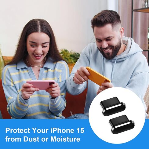 Aolcev 5 Pcs USB C Anti Dust Plugs Only for iPhone 15 Series, Aluminum Alloy Phone Dust Protectors, Type-C Dust Covers Only Designed for iPhone 15, 15 Plus, 15 Pro, 15 Pro Max, Dust Plugs, Black in Kuwait