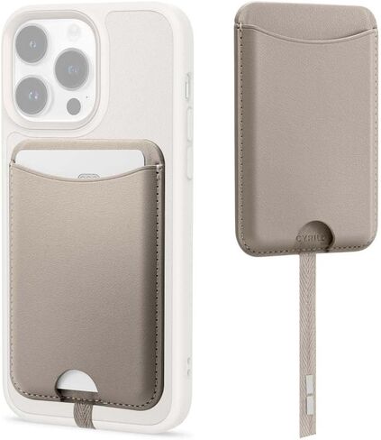 CYRILL Kajuk Mag Wallet, Magnetic Wallet Card Holder, Premium Vegan Leather [Compatible with MagSafe Cases Only] - Cream in Saudi Arabia