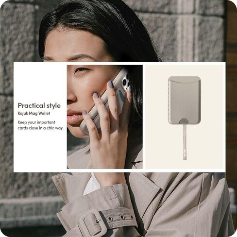 CYRILL Kajuk Mag Wallet, Magnetic Wallet Card Holder, Premium Vegan Leather [Compatible with MagSafe Cases Only] - Cream in Saudi Arabia