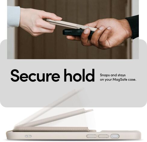 CYRILL Kajuk Mag Wallet, Magnetic Wallet Card Holder, Premium Vegan Leather [Compatible with MagSafe Cases Only] - Cream in Saudi Arabia