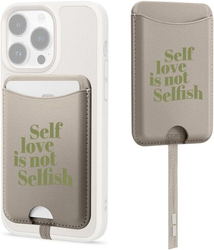 CYRILL Kajuk Mag Wallet, Magnetic Wallet Card Holder, Premium Vegan Leather [Compatible with MagSafe Cases Only] - Cream in Saudi Arabia