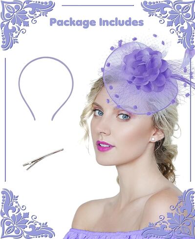 Kidukso Vintage Bridal Mesh Veil Fascinators Hat Plush Feather Headdress for Women Wedding Tea Party Hair Clips Hat in Saudi Arabia