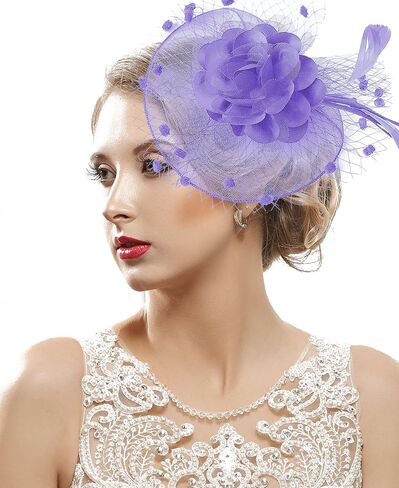Kidukso Vintage Bridal Mesh Veil Fascinators Hat Plush Feather Headdress for Women Wedding Tea Party Hair Clips Hat in Saudi Arabia