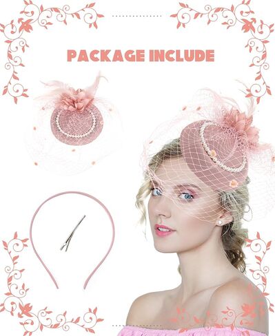 Kidukso Vintage Bridal Mesh Veil Fascinators Hat Plush Feather Headdress for Women Wedding Tea Party Hair Clips Hat in Saudi Arabia