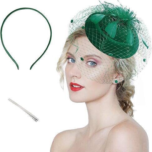 Kidukso Vintage Bridal Mesh Veil Fascinators Hat Plush Feather Headdress for Women Wedding Tea Party Hair Clips Hat in Saudi Arabia