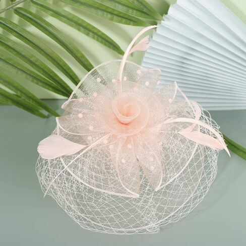 JWICOS Fascinators Hat for Women Tea Party Headband Kentucky Derby Wedding Flower Cocktail Mesh Feathers Hair Clip in Saudi Arabia