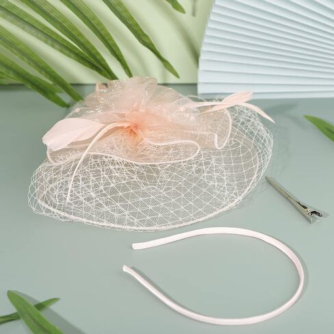JWICOS Fascinators Hat for Women Tea Party Headband Kentucky Derby Wedding Flower Cocktail Mesh Feathers Hair Clip in Saudi Arabia