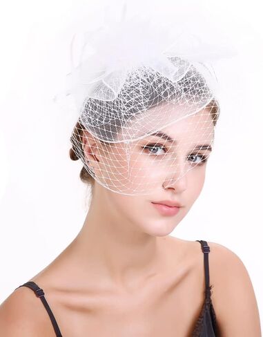 JWICOS Fascinators Hat for Women Tea Party Headband Kentucky Derby Wedding Flower Cocktail Mesh Feathers Hair Clip in Saudi Arabia