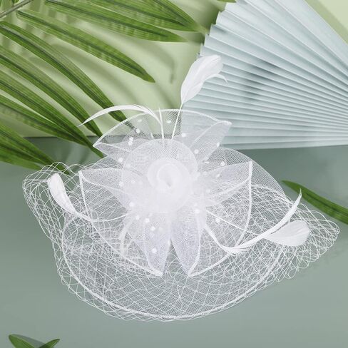 JWICOS Fascinators Hat for Women Tea Party Headband Kentucky Derby Wedding Flower Cocktail Mesh Feathers Hair Clip in Saudi Arabia