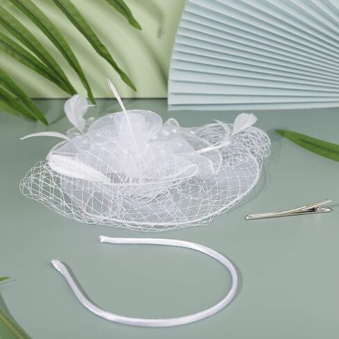 JWICOS Fascinators Hat for Women Tea Party Headband Kentucky Derby Wedding Flower Cocktail Mesh Feathers Hair Clip in Saudi Arabia