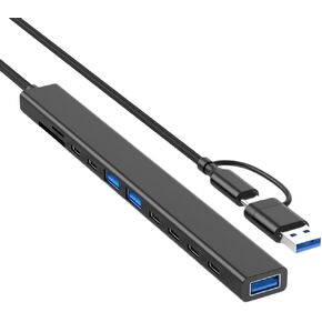 موزع USB 3.0 وUSB-C 11 في 1 مع منفذ 3.0، ومنفذ بيانات من النوع C، ومنفذ 2.0، وقارئ بطاقات، والتوصيل والتشغيل، وتصميم محمول صغير الحجم لأجهزة الكمبيوتر المحمول والكمبيوتر الشخصي والمزيد (سلك بطول 1 متر) in Kuwait