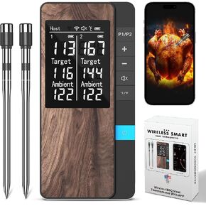Wireless Meat Thermometer-Multi Sensors Digital Food Thermometer with Ultra-Thin Probes - Accuracy Bluetooth Meat Thermometer for BBQ, Grill, Smoker (2 Probes) in Saudi Arabia