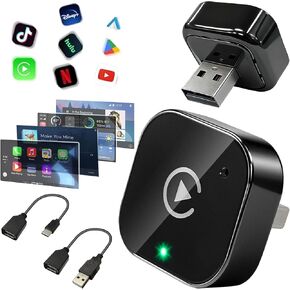 ZYAN Wireless CarPlay Adapter, Wired-to-Wireless CarPlay & Android Auto Converter, Mini USB Dongle with USB A & C Extension, Plug & Play, Fast Stable 5G Compatible with iPhone 6+ & Android 11+ in Saudi Arabia