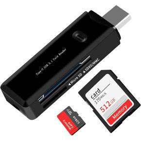 قارئ بطاقة Micro SD، محول بطاقة SD من النوع C إلى Micro SD، قارئ بطاقة SD محمول USB C لـ TF Micro SDHC SDXC، متوافق مع MacBook Pro، iPad Pro، Galaxy S21 إلخ. in Kuwait