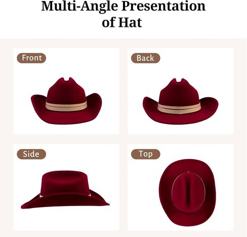 MIX BROWN Cowboy Hat for Men Western Hats for Women 100% Australian Wool Cowgirl Hat Felt Outback Fedora Hat Wide Brim in Kuwait