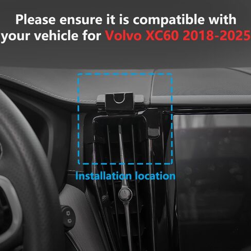 Car Phone Holder Mount for Volvo XC60 2018-2025 Car Accessories Car Mount 360°Rotation for Car Phone Holder Magnetic Hands Free Compatible with iPhone Samsung Smartphones in Saudi Arabia
