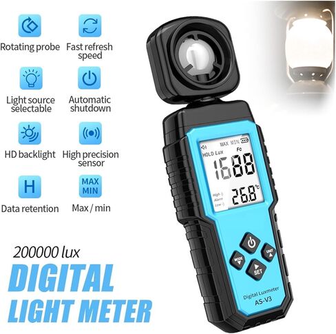 مقياس الضوء الرقمي، مقياس الإضاءة المحمول، مقياس الضوء، اختبار البيئة، مقياس Luxometer، Luminance Lux FC (اللون: V10) in Kuwait