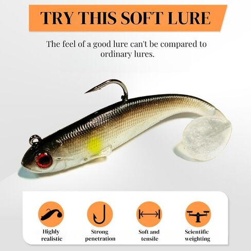 5PCS Innovative Sinking Bionic Lure - Single Hook T-Tail Design with Weighted Core for Maximum Action in Saudi Arabia